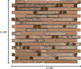 Brown Metallic Glass & Steel Designer Mosaic Tile - Premium Accent Sheet